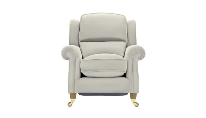 Parker Knoll Henley Armchair with Powered Footrest in Como Dove Leather and Vintage Oak Legs